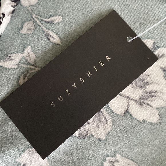 Suzy Shier NWT faux wrap floral midi dress size L tie belt - Picture 5 of 11